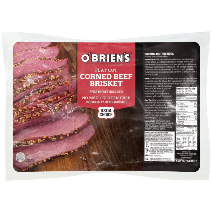 O'brien's Flat Cut Corned Beef Brisket 20