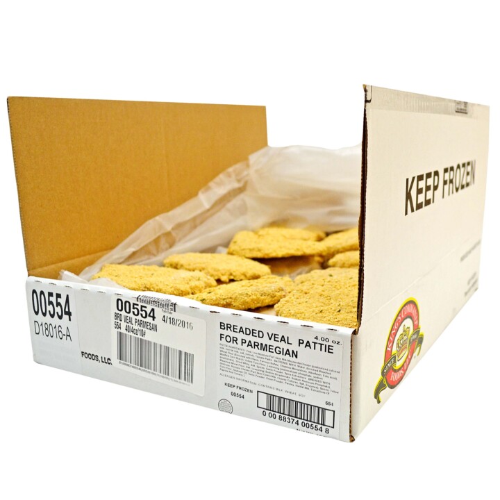 Kings Command Foods Raw Breaded Veal Parmesan Patties 40/4 Oz Bulk