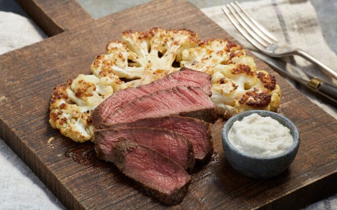 Beef Tenderloin with Roasted Cauliflower "Steak"