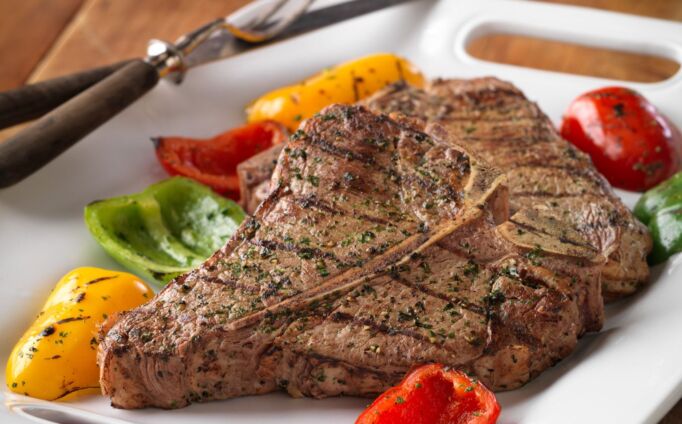Grilled Beef Steak & Colorful Peppers