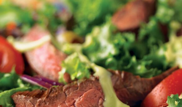 Grilled Skirt Steak Salad with Creamy Avocado Dressing