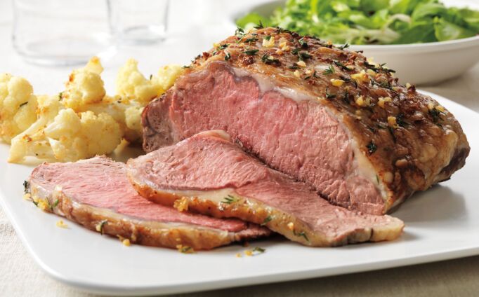 Herb-Topped Beef Roast with Roasted Cauliflower