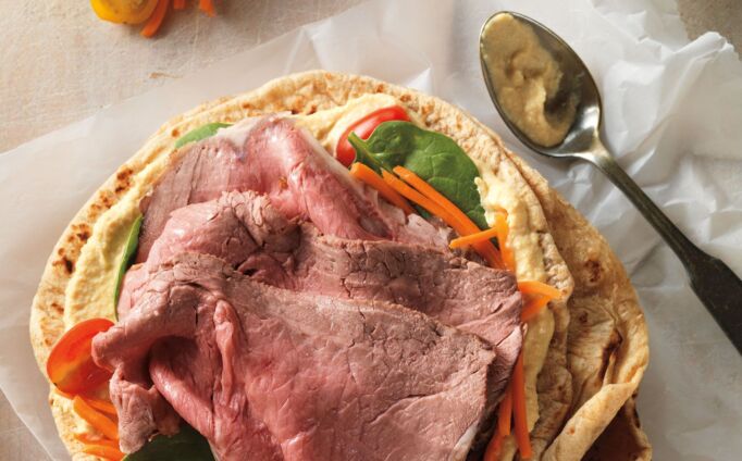 Mediterranean Beef and Veggie Wraps