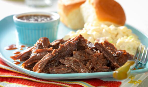 Slow-Cooked Whiskey-Molasses Shredded Beef