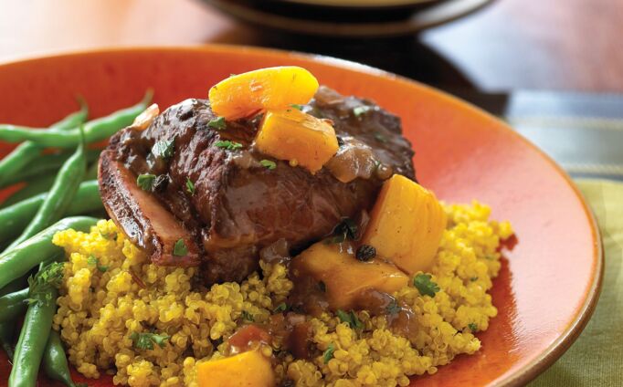 Aji-Braised Beef Short Ribs with Golden Herbed Quinoa
